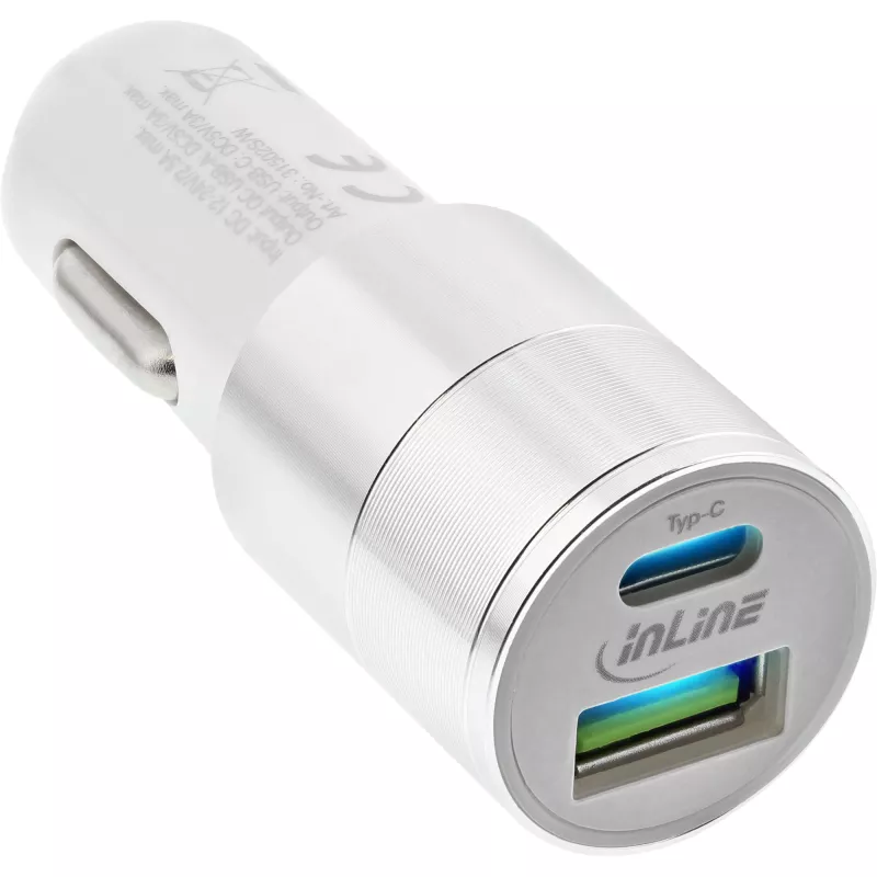InLine USB automobilinis įkroviklis Quick Charge 3.0, baltas