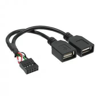 InLine USB 2.0 adapterio laidas vidinis 2x USB A lizdas / pagrindinės plokštės jungtis 33440M