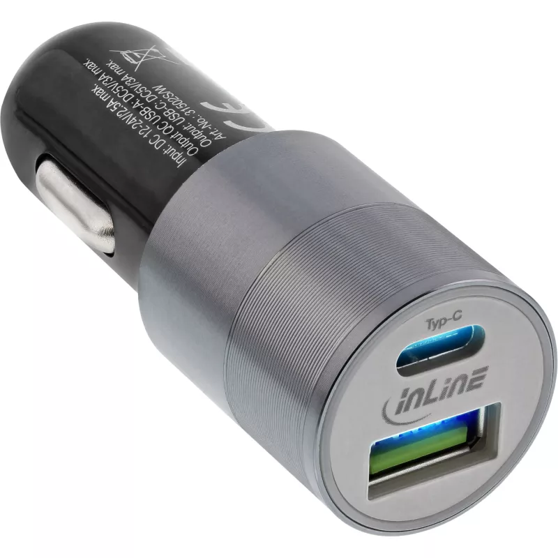 InLine USB automobilinis įkroviklis Quick Charge 3.0, juodas