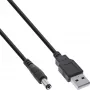 InLine adapterinis laidas, USB A (vyriškas) į DC 5,5x2,10 mm kištuką, juodas, 1 m