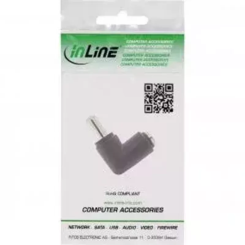 InLine DC adapteris 5.5x2.1 mm kampinis kištukas/kištukinė jungtis juodas