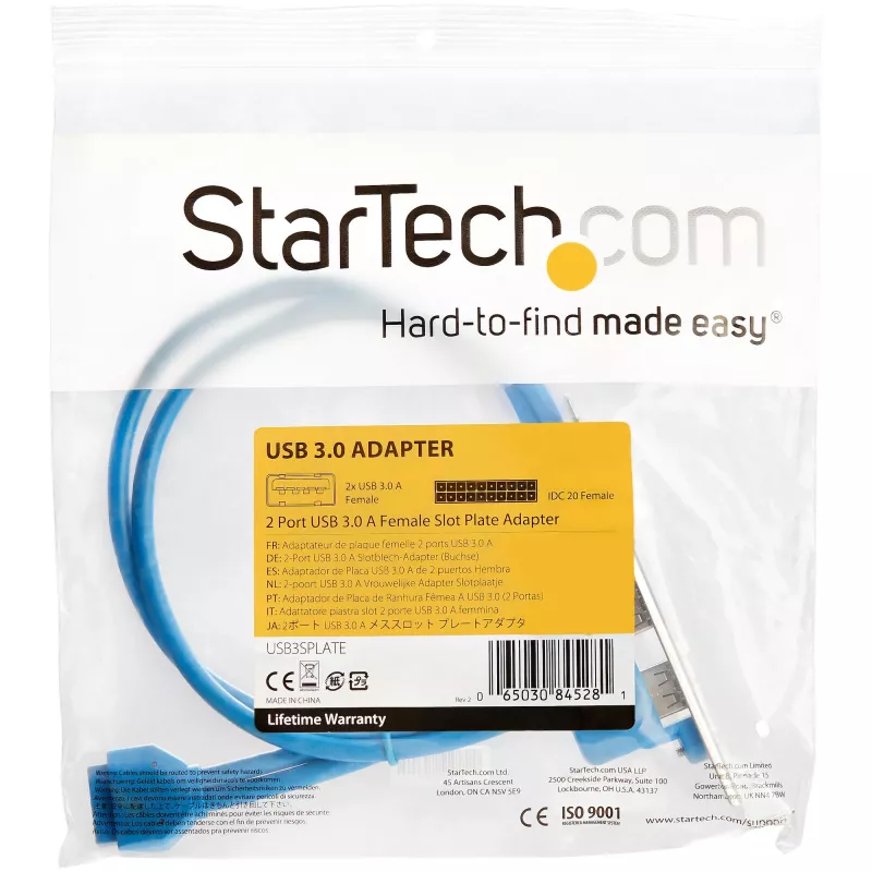 StarTech.com 2 prievadų USB 3.0 A lizdo plokštės adapteris, IDC, USB 3.2 Gen 1 (3.1 Gen 1), mėlynas, nerūdijantis plienas, 0,5 m, CE, REACH, 500 mm