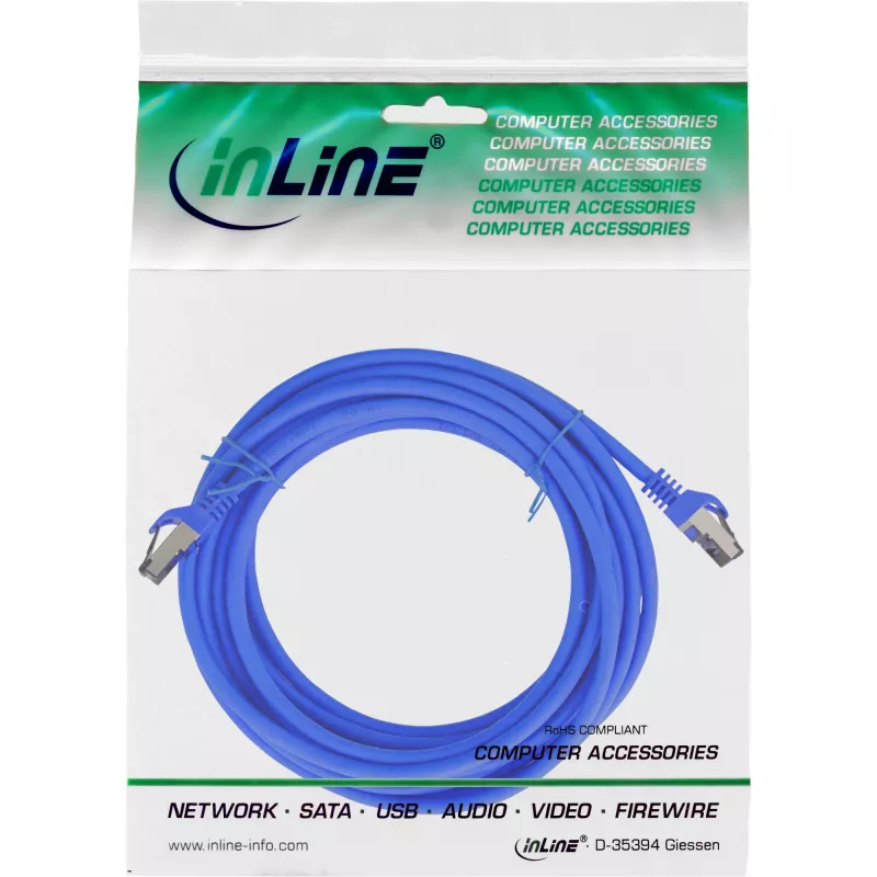 InLine Patch kabelis S/FTP PiMF Cat.8.1 halogen free 2000MHz mėlynas, 5m