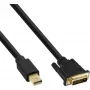 InLine Mini DisplayPort (vyriškas) – DVI-D 24+1 (vyriškas) laidas, juodas/auksinis, 0,5 m