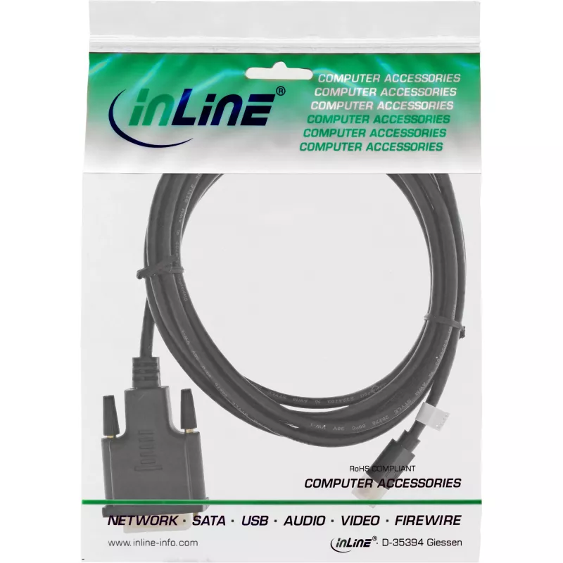 InLine Mini DisplayPort (vyriškas) – DVI-D 24+1 (vyriškas) laidas, juodas/auksinis, 0,5 m