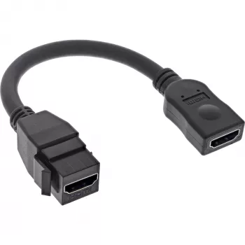 InLine HDMI Keystone adapterio laidas 4K/60Hz, HDMI A lizdas/lizdas, juodas, 0,2 m