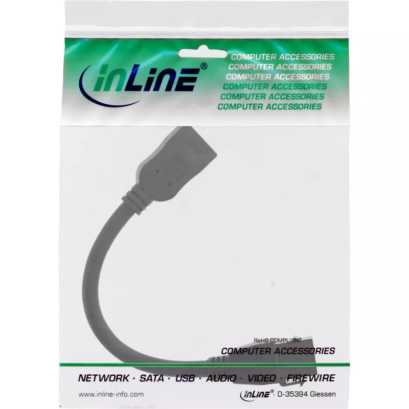 InLine HDMI Keystone adapterio laidas 4K/60Hz, HDMI A lizdas/lizdas, juodas, 0,2 m
