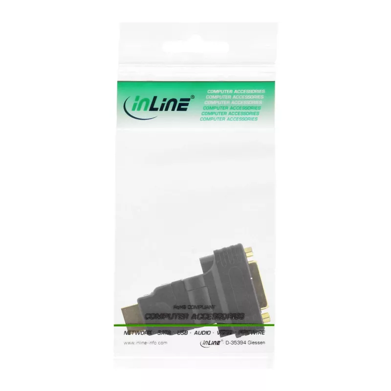 InLine HDMI į DVI adapteris HDMI kištukas / 24+1 lizdas 180° kampu auksuoti kontaktai