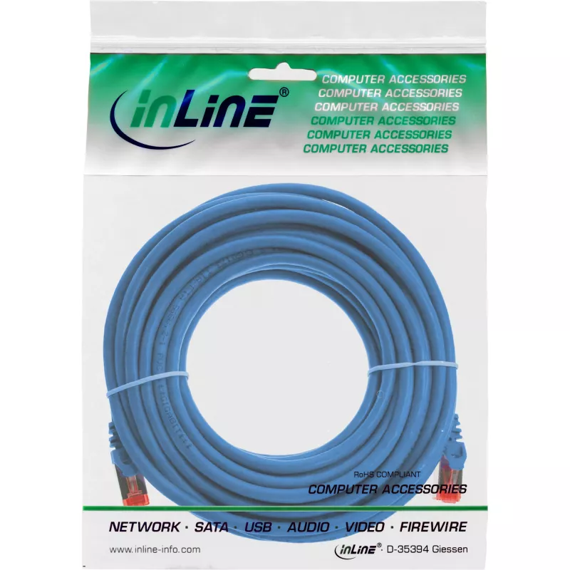 InLine Patch Laidas S/FTP PiMF Cat.6 250MHz varis halogen-free mėlynas 10m