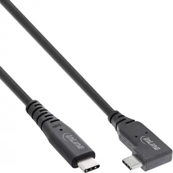 InLine USB4 laidas, USB-C, vienas kampuotas, PD 240W, 8K60Hz, TPE, juodas, 2m