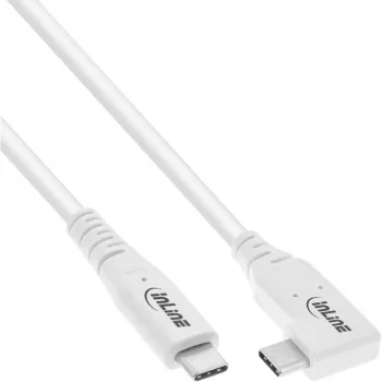 InLine USB4 laidas, USB-C, vienas galas kampuotas, PD 240W, 8K60Hz, TPE, baltas, 1m