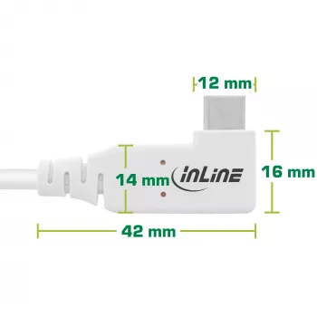 InLine USB4 laidas, USB-C, vienas galas kampuotas, PD 240W, 8K60Hz, TPE, baltas, 1m