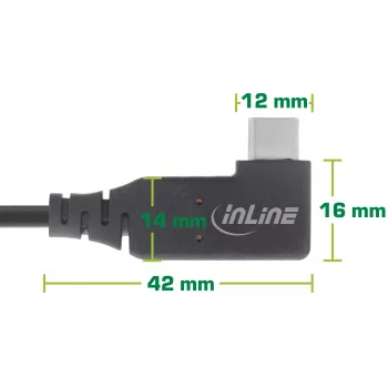 InLine USB4 laidas USB-C, vienas kampuotas, PD 240W, 8K60Hz, TPE, juodas, 1 m
