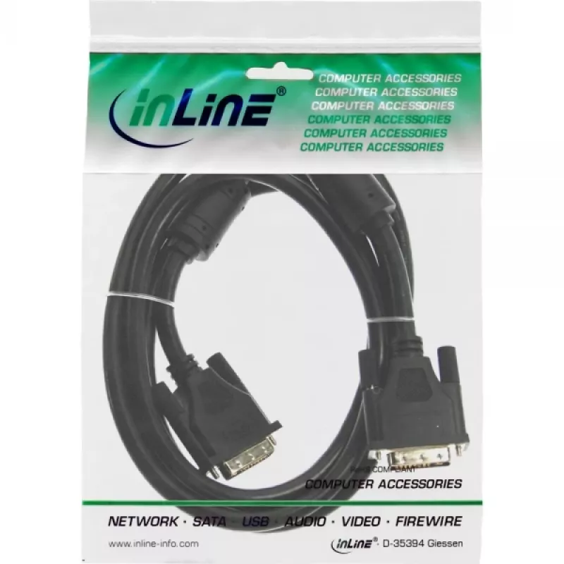 DVI-I laidas InLine, 18+5 M/M, Single Link, 2 ferito žiedai, 2 m