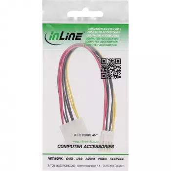 InLine vidinis maitinimo Y laidas 1x 5.25 colio Molex / 2x 3.5 colio lanksčiojo disko jungtis 0,20 m