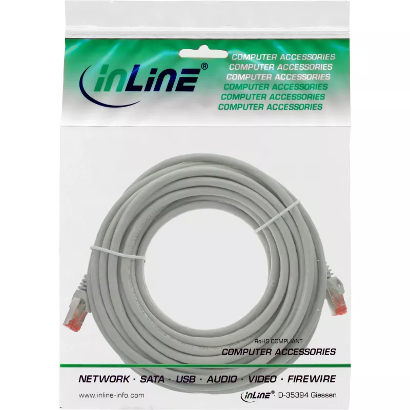 InLine Patch Laidas S/FTP PiMF Cat.6 250MHz PVC varis pilkas 20m