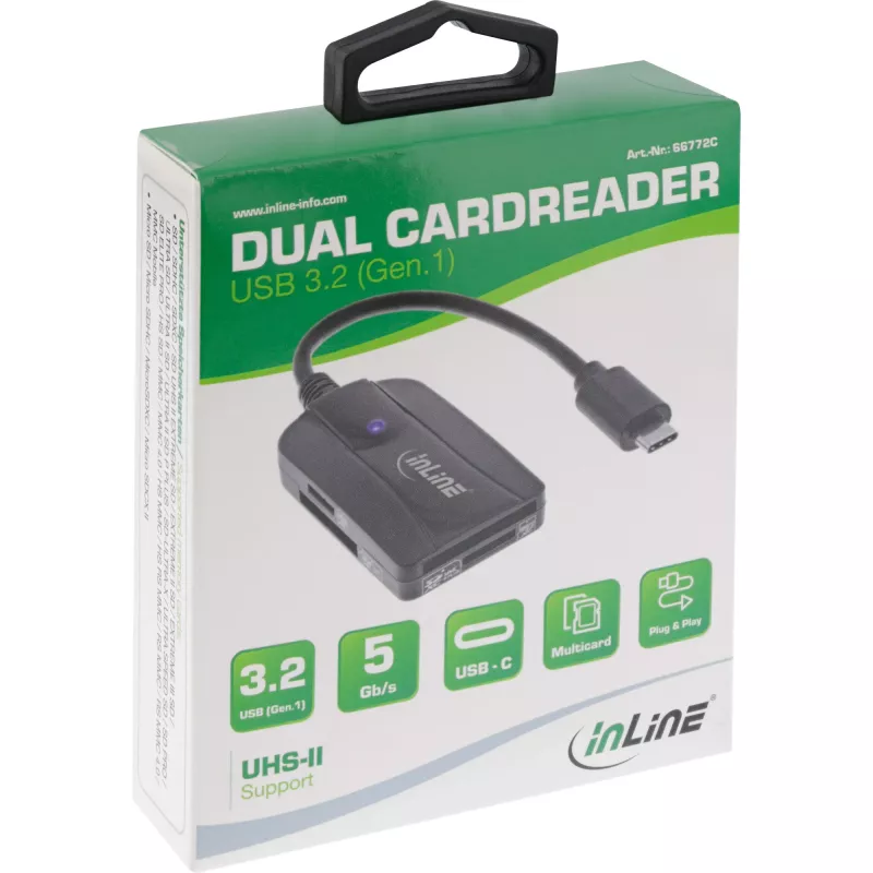 InLine kortelių skaitytuvas USB 3.1 USB-C, SD/SDHC/SDXC, microSD, UHS-II