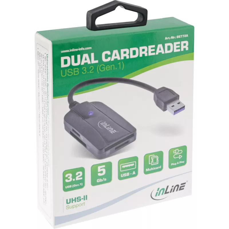 InLine kortelių skaitytuvas USB 3.1 USB-A, SD/SDHC/SDXC, microSD, UHS-II
