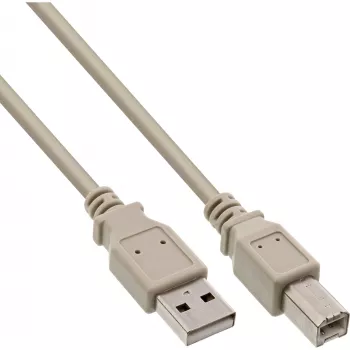 USB 2.0 laidas A tipas vyriškas / B tipas vyriškas smėlio spalvos 3 m InLine 34535H