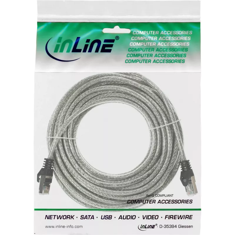 InLine Patch Laidas SF/UTP Cat.5e skaidrus 10m