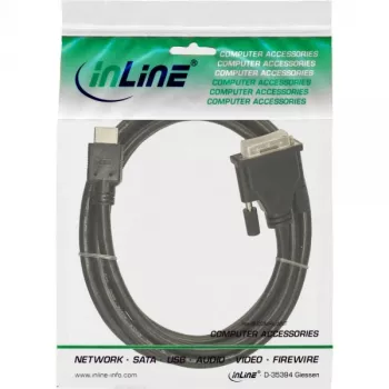 InLine HDMI-DVI laidas 19 kaiščių / 18+1 kaištis + ferito žiedas juodas 5 m