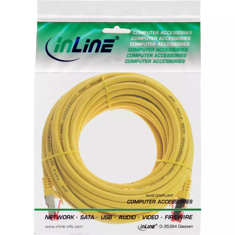 InLine Patch Laidas S/FTP PiMF Cat.6 250MHz PVC CCA geltonas 7,5m