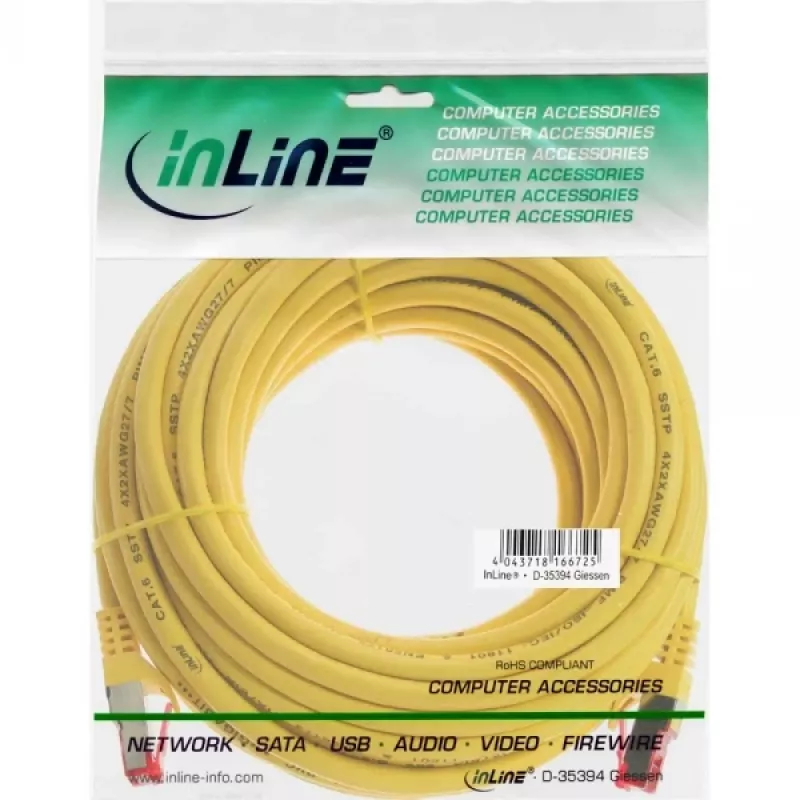 InLine Patch laidas S/FTP PiMF Cat.6 250MHz PVC CCA geltonas 5m