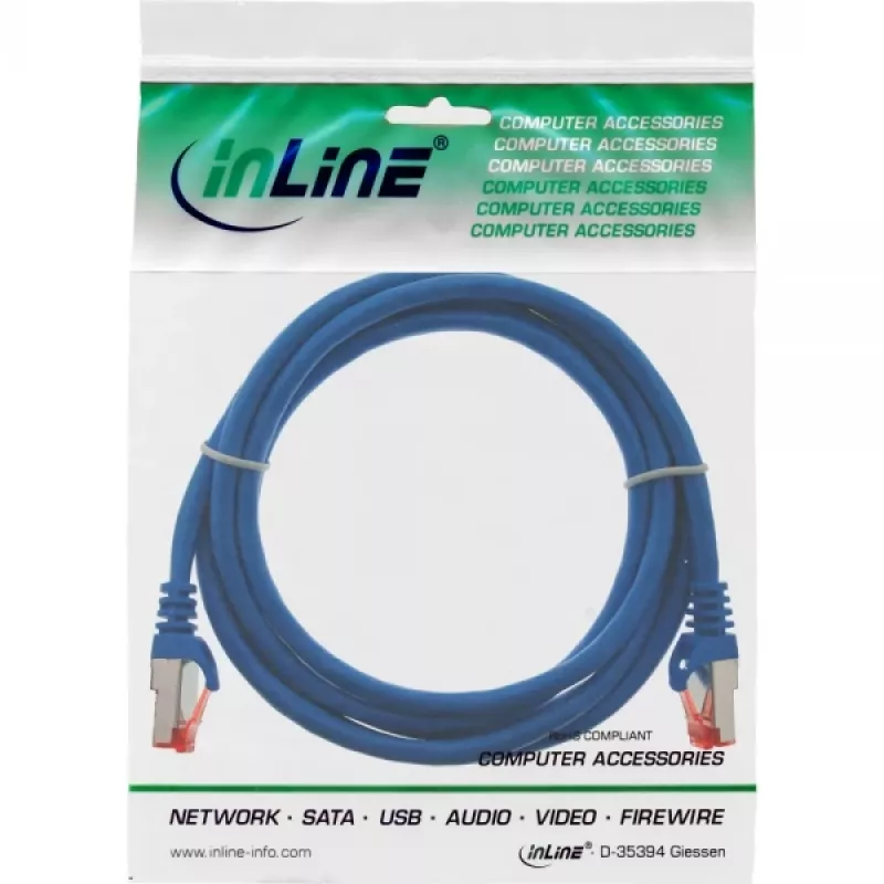 InLine Patch Laidas S/FTP PiMF Cat.6 250MHz PVC CCA mėlynas 1m