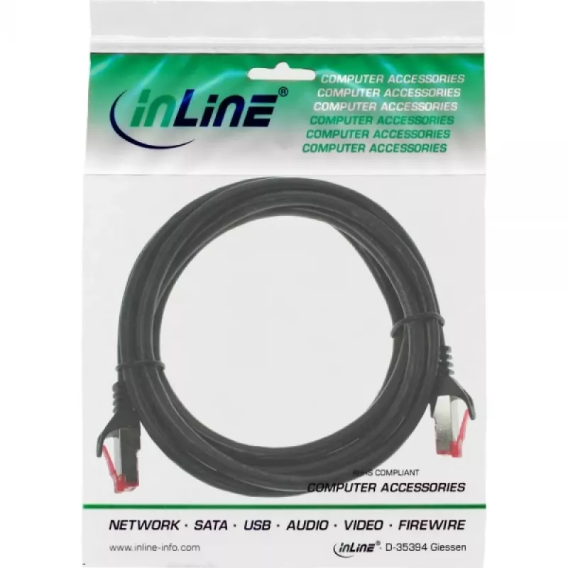 InLine Patch Laidas S/FTP PiMF Cat.6 250MHz PVC CCA juodas 2m