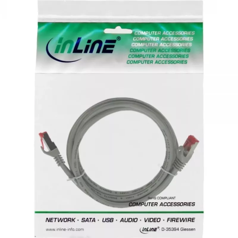 InLine Patch Laidas S/FTP PiMF Cat.6 250MHz PVC CCA pilkas 0,3m