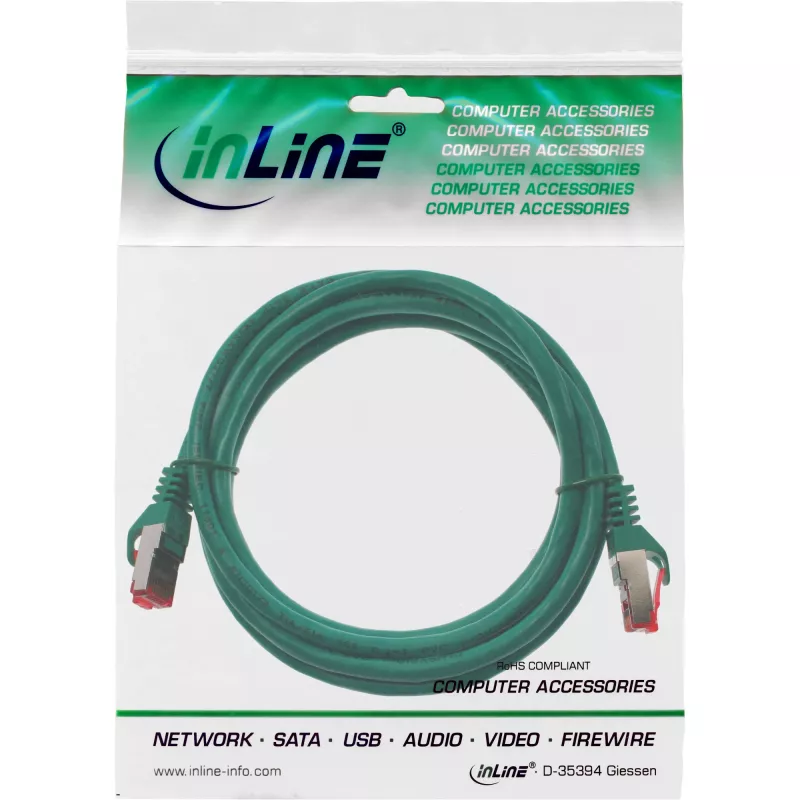 InLine Patch Laidas S/FTP PiMF Cat.6 250MHz PVC CCA žalias 1,5m