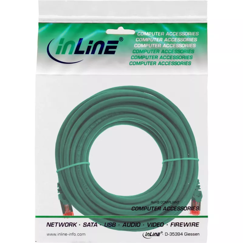 InLine Patch Laidas S/FTP PiMF Kat.6 250MHz PVC CCA žalias 5m