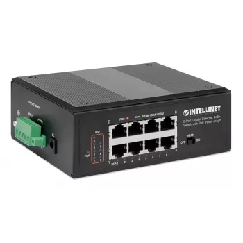 Intellinet 8 prievadų Gigabit Ethernet PoE+ pramoninis jungiklis