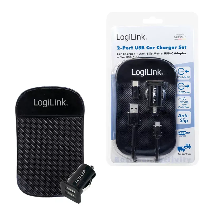 Automobilinis kroviklis LogiLink PA0204 Universal Black Cigar lighter 12/24V 2.1A
