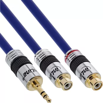 InLine garso adapterio laidas Premium 2x RCA moteriška / 3,5 mm vyriška, auksuotas, 0,25 m