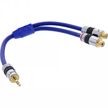 InLine garso adapterio laidas Premium 2x RCA moteriška / 3,5 mm vyriška, auksuotas, 0,25 m