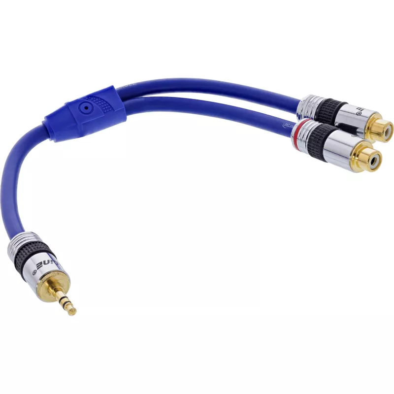 InLine garso adapterio laidas Premium 2x RCA moteriška / 3,5 mm vyriška, auksuotas, 0,25 m
