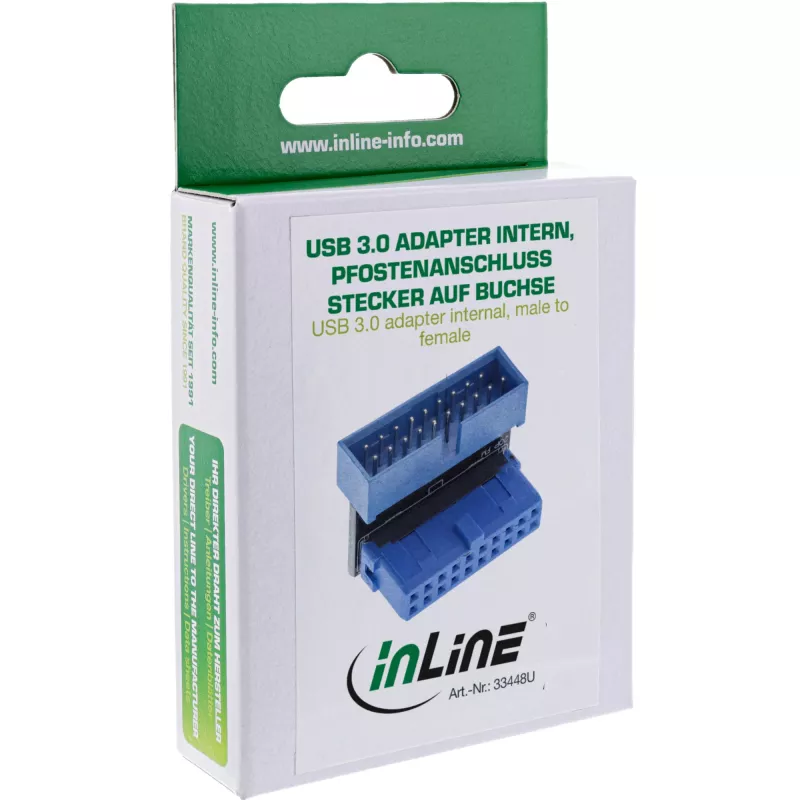 InLine USB 3.0 adapteris vidinis, kištukinė jungtis, nukreiptas žemyn