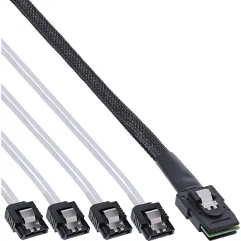 InLine SAS kabelis Mini SAS SFF8087 į 4x SATA tiesioginis OCR 0,5 m