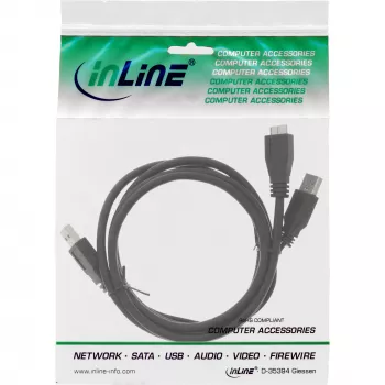 InLine USB 3.2 Gen.1 Y-laidas 2x Type A vyras / Micro B vyras, juodas, 1,5 m