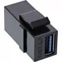 InLine USB 3.1 Snap-In modulis, USB-A moteriška/moteriška, juodas korpusas