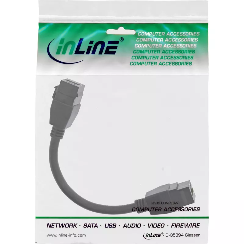 InLine HDMI 2x Keystone kabelis 4K/60Hz, HDMI A lizdas/lizdas, juodas, 0,2 m