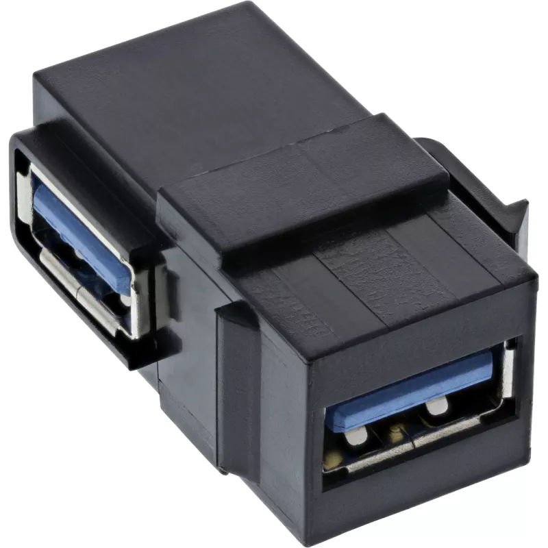 InLine USB 3.1 Snap-In modulis, USB-A motina / motina, 90° kampu, juodas korpusas