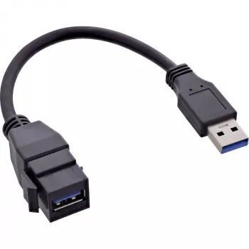 USB 3.2 Gen1 adapterio laidas InLine 76206C 0,2 m USB A kištukas – Keystone lizdas