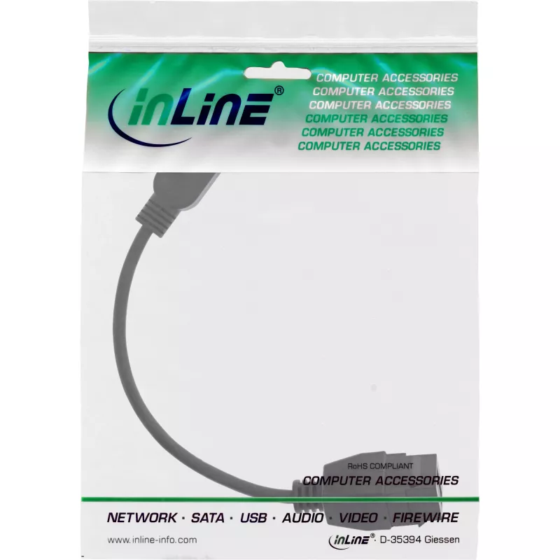 USB 3.2 Gen1 adapterio laidas InLine 76206C 0,2 m USB A kištukas – Keystone lizdas