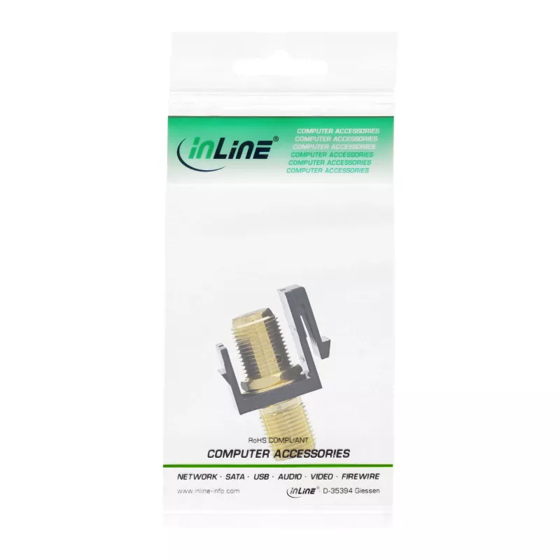 InLine Keystone montažinis adapteris palydoviniam kabeliui, 2x F lizdai, juodas