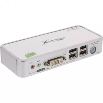 InLine Compact Desktop KVM jungiklis USB DVI 2 prievadai + garsas su 1,2 m kabeliais