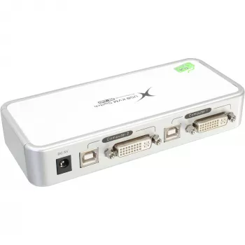 InLine Compact Desktop KVM jungiklis USB DVI 2 prievadai + garsas su 1,2 m kabeliais
