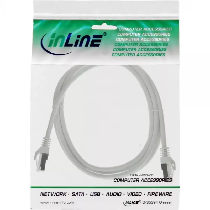 InLine Patch Laidas SF/UTP Cat.5e baltas 0,3 m