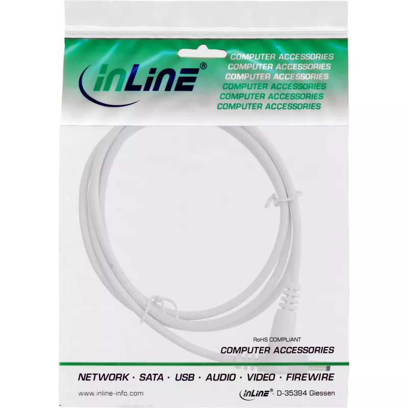 InLine DC ilginimo laidas, DC kištukas/lizdas 4.0x1.7 mm, baltas, 2 m